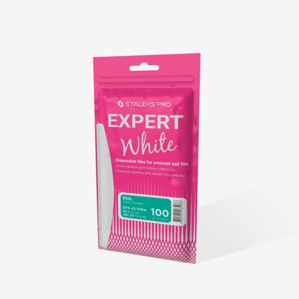 Staleks EXPERT 42 100 grid White disposable files for crescent nail, 30pcs
