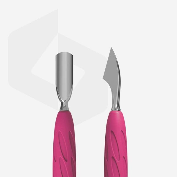 Staleks “Gummy” UNIQ 10 TYPE 3 Manicure pusher with silicone handle (narrow rounded pusher + hatchet)