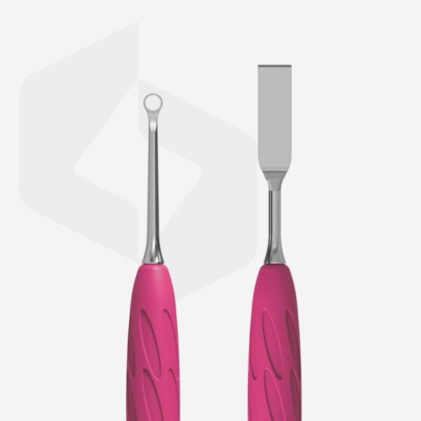 Staleks “Gummy” UNIQ 11 TYPE 1 Manicure pusher with silicone handle (flat straight pusher + ring)