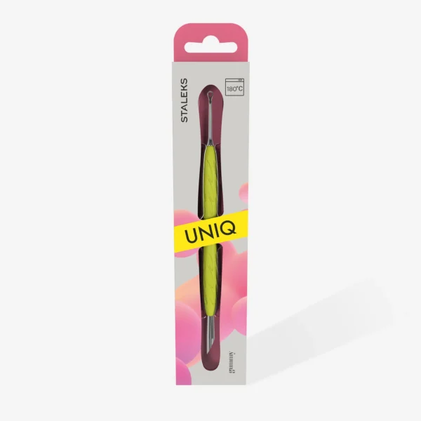 Staleks “Gummy” UNIQ 11 TYPE 2 Manicure pusher with silicone handle (slanted pusher + ring)