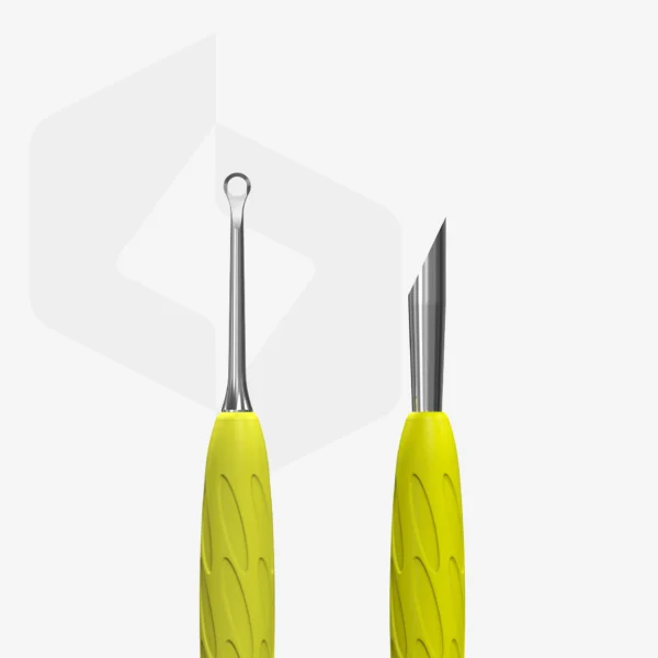 Staleks “Gummy” UNIQ 11 TYPE 2 Manicure pusher with silicone handle (slanted pusher + ring)