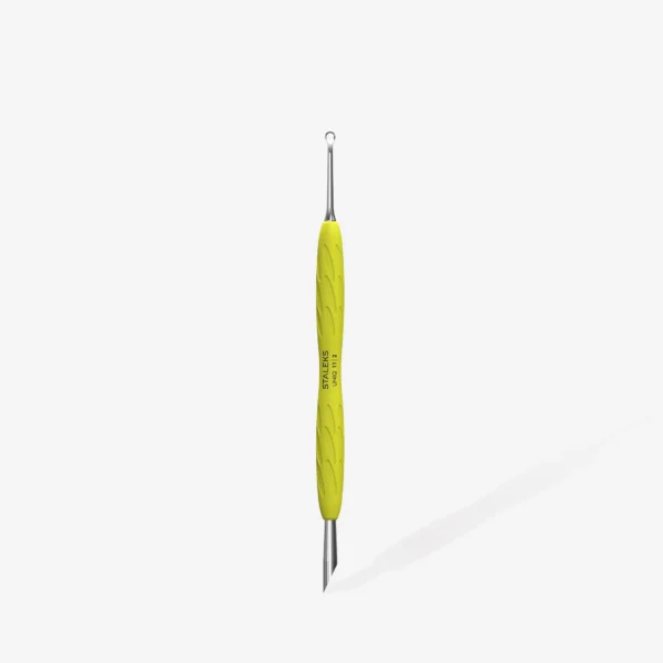 Staleks “Gummy” UNIQ 11 TYPE 2 Manicure pusher with silicone handle (slanted pusher + ring)