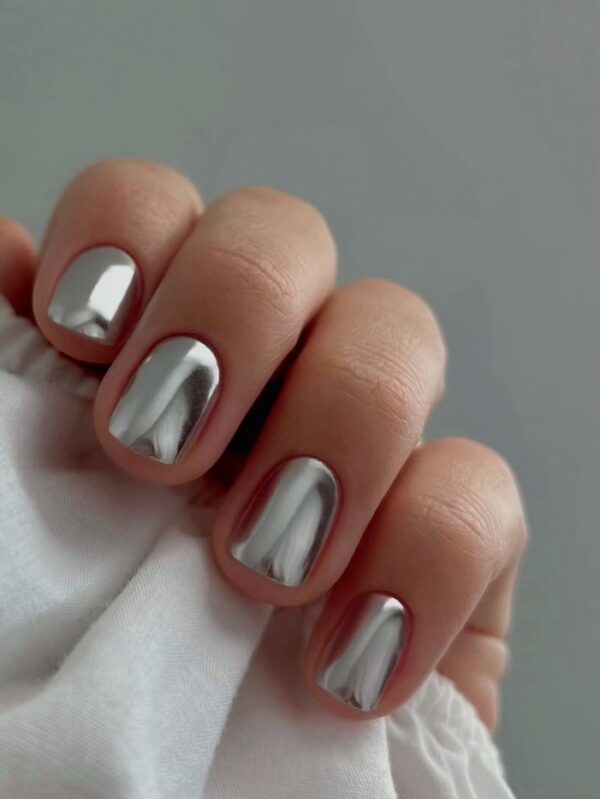 Nail Art House Chrome Powder, Silver Metallic