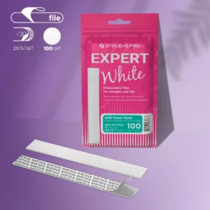 Staleks EXPERT 20 100 grit  Disposable white files for straight nail file on a soft foam layer (30 pcs)