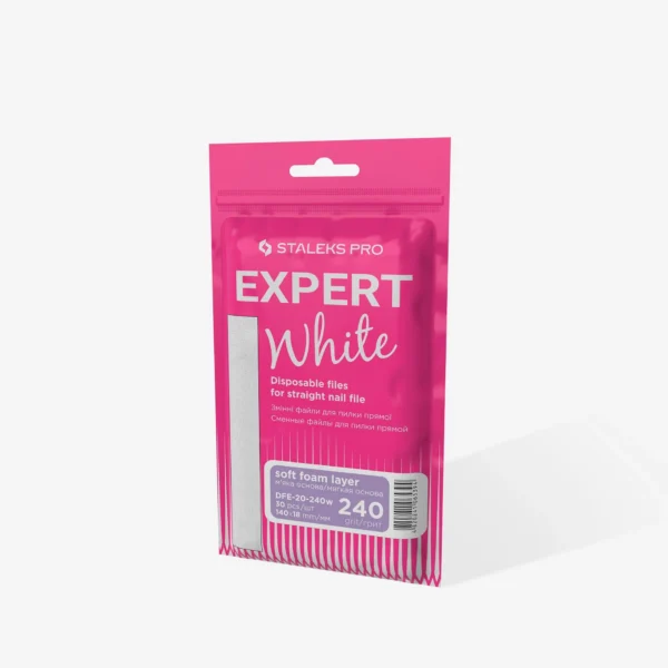 Staleks EXPERT 20 240 grit Disposable white files for straight nail file on a soft foam layer (30 pcs)